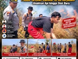 Kebakaran Lahan SDHI Dekat Bandara Dhoho di Tengah Angin Kencang, Polsek Tarokan-Damkar-BPBD Berjibaku Jinakkan Api hingga Sisir Bara